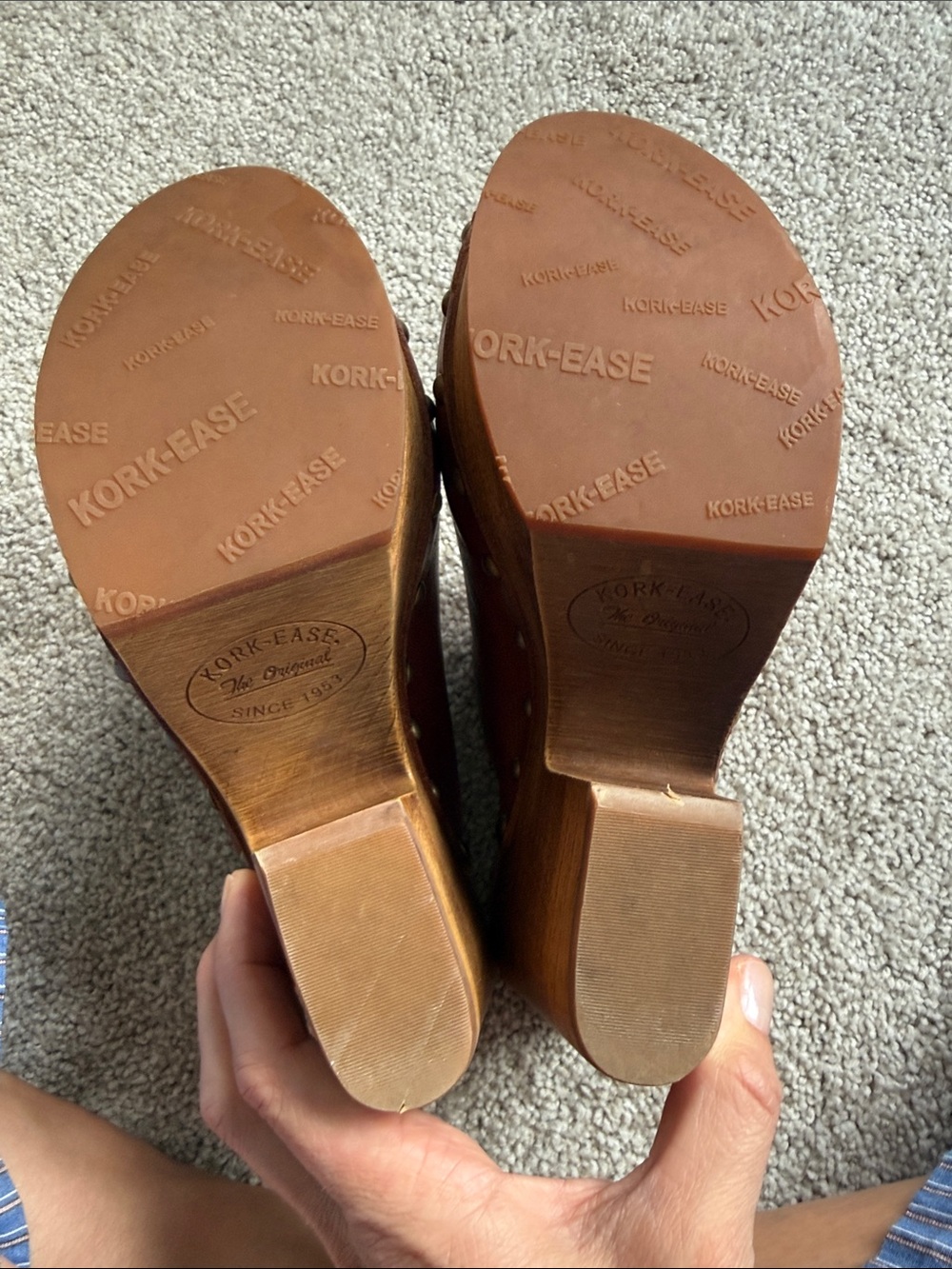 Kork-Ease Brown Leather Studded Platform Clogs - Picture 3 of 6